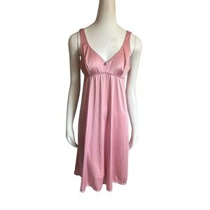 Vintage Penmans Pink Nylon Nightgown Babydoll Sleeveless Chemise 36/91 L
